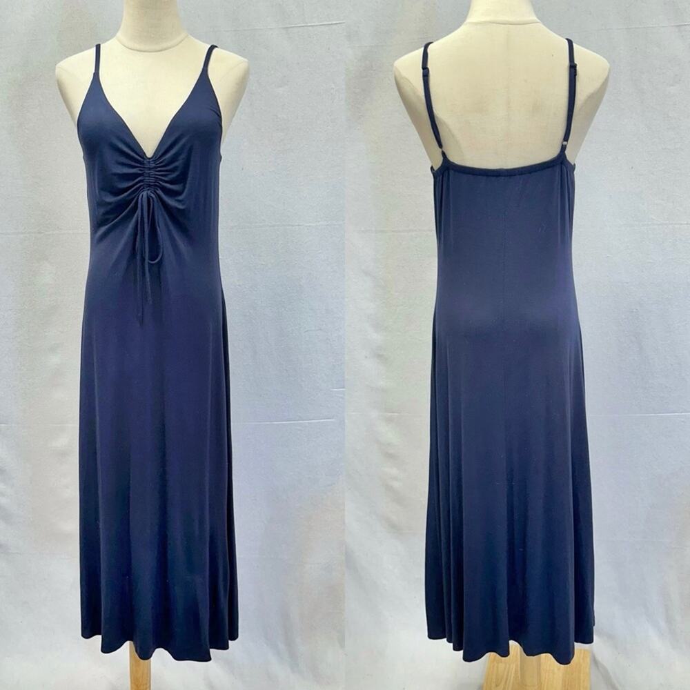 Lou & Grey‎ Signaturesoft navy stretch jersey knit midi dress size medium - Picture 3 of 14